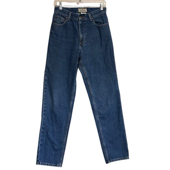 Vintage LL Bean Straight Cut Blue Jeans Womens Sz 26x30 High Rise Cheeky Classic - Picture 1 of 15
